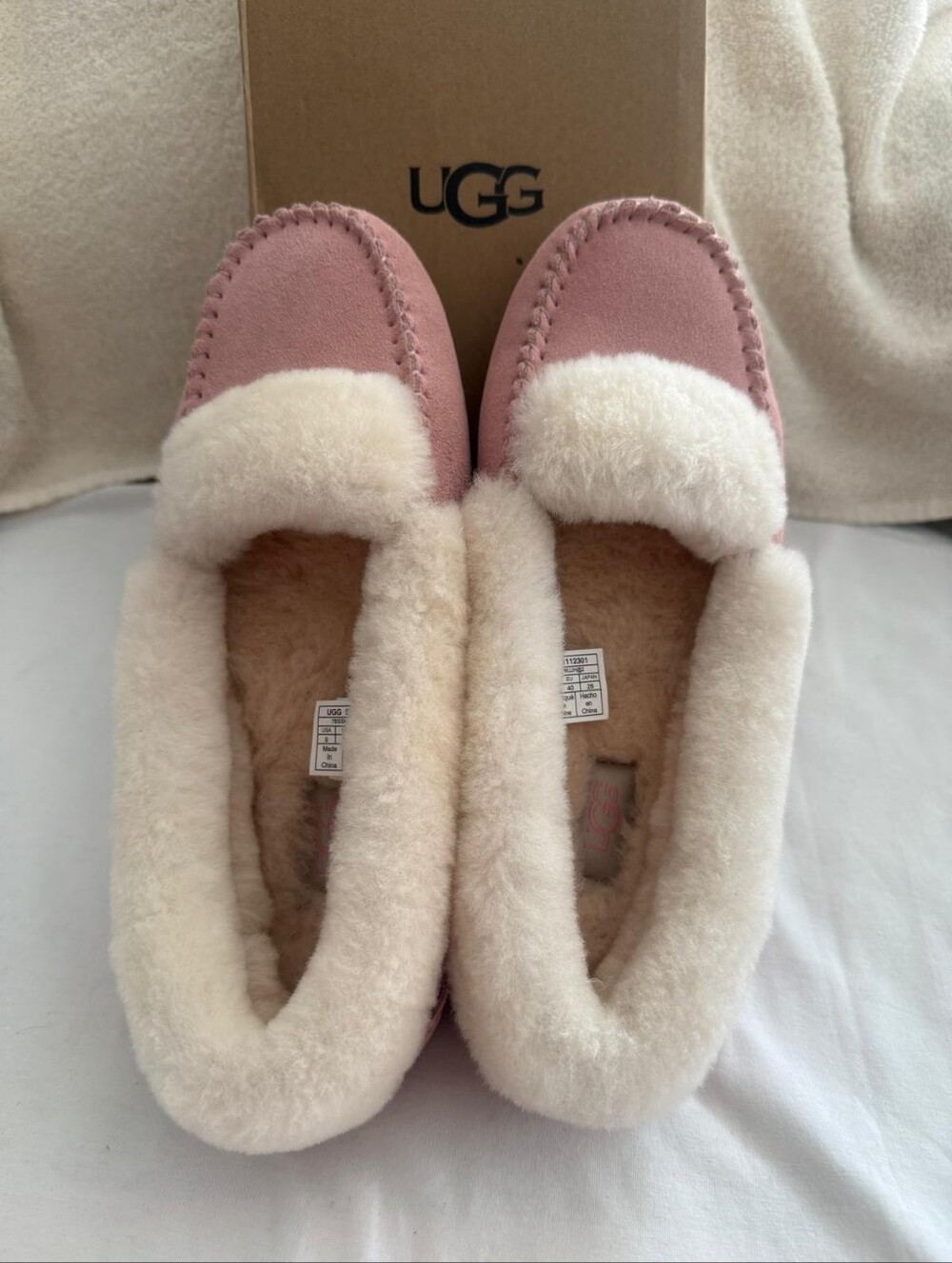 UGG Women's Blush Pink Sheepskin Moccasin Slippers
